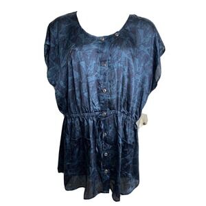 Forever 21 Faith 21 Women's Plus Size 3X Floral Leaves  Elastic Waist Blouse NWT